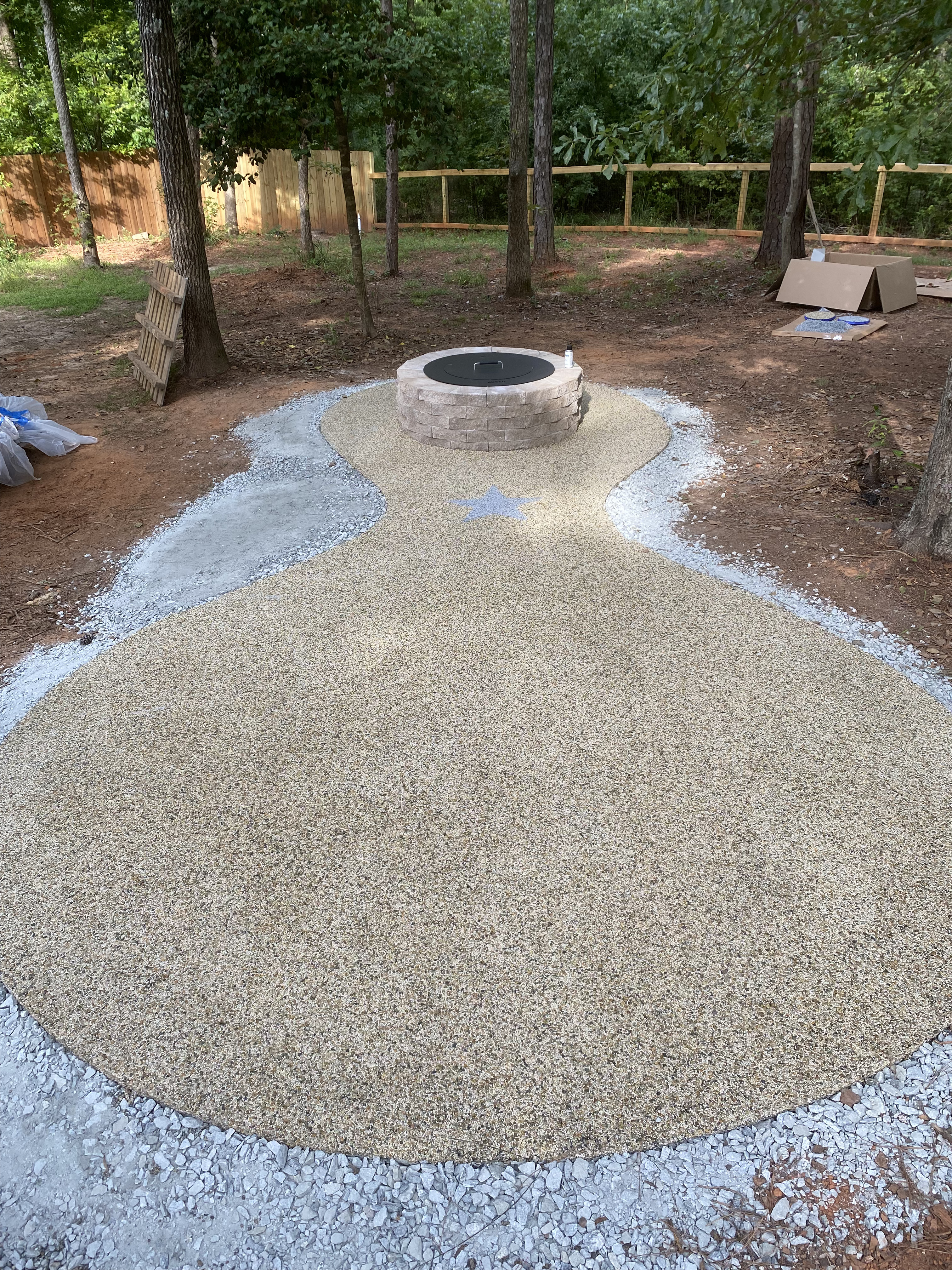 Custom fire feature installation by Kalberer Construction