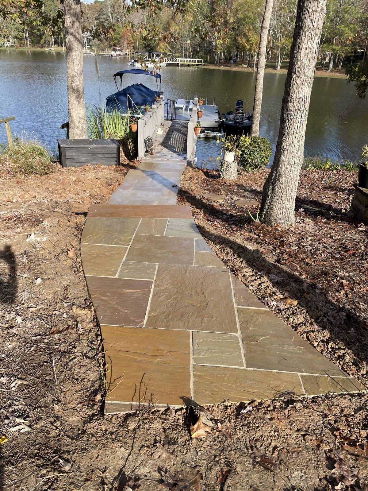 Stone landscaping feature